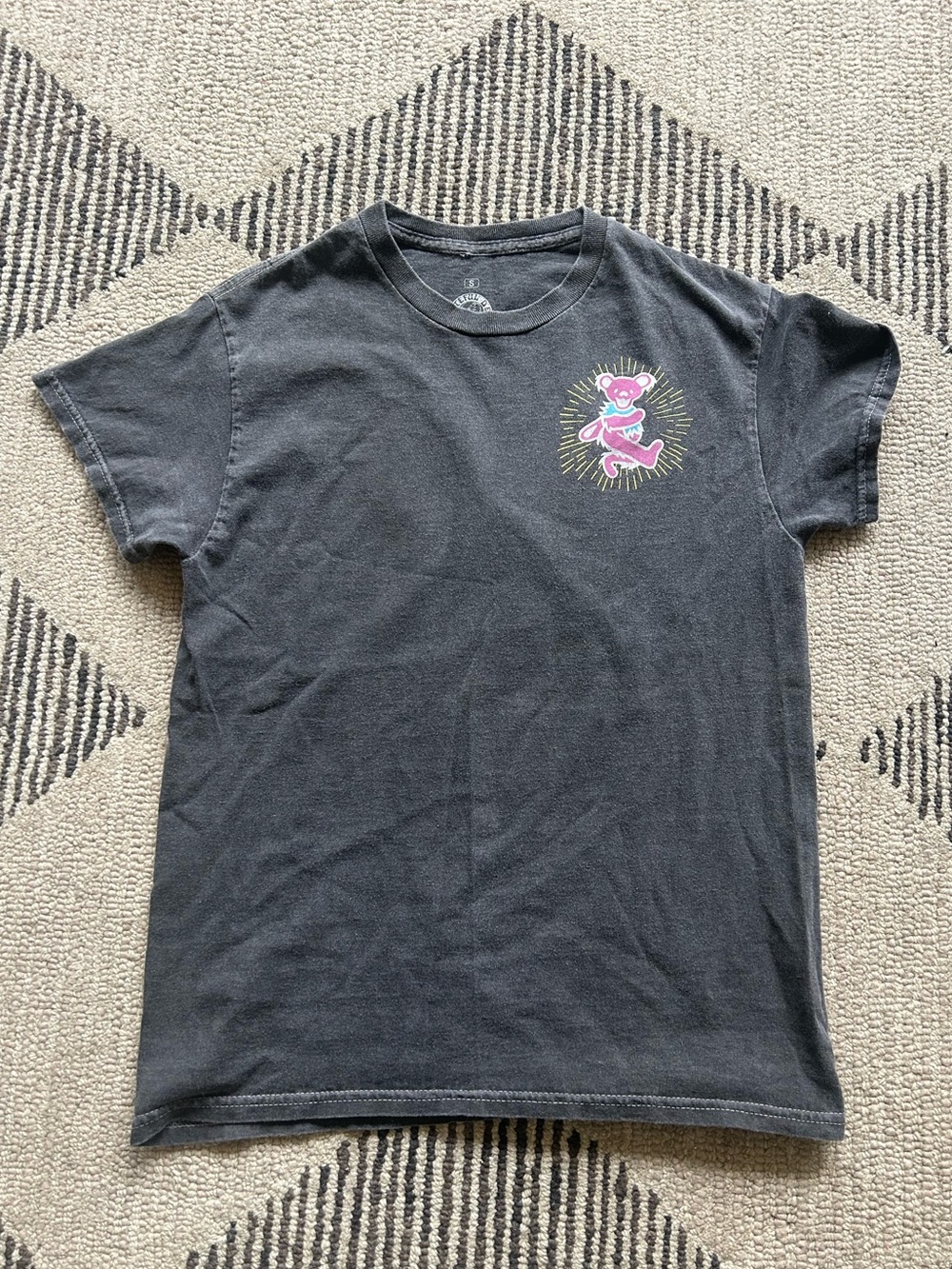Grateful Dead Distressed Washed Charcoal Graphic Tee S